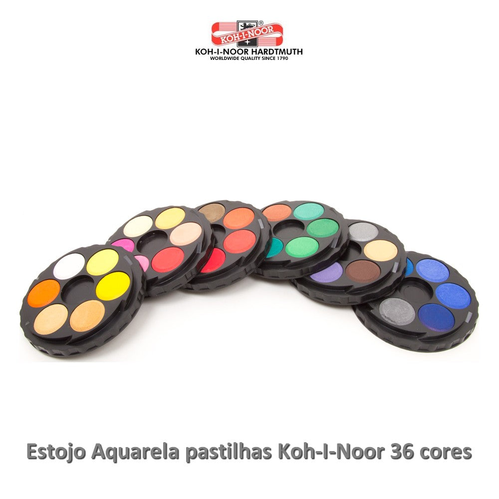 ESTOJO AQUARELA PASTILHAS KOH-I-NOOR 36 CORES 171509