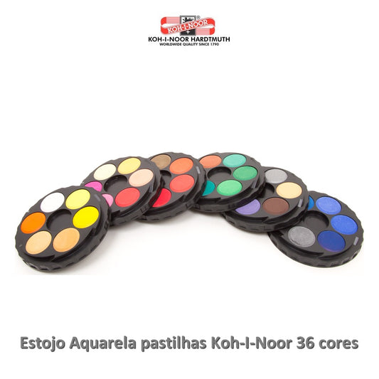 ESTOJO AQUARELA PASTILHAS KOH-I-NOOR 36 CORES 171509