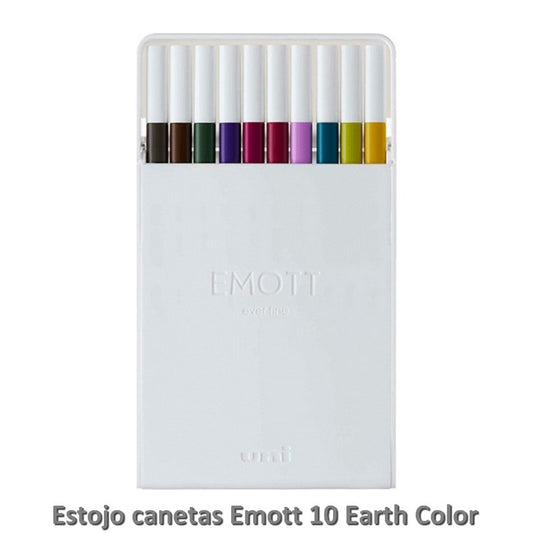 CANETA UNI-BALL EMOTT FINE 0,4MM 10 EARTH COLOR