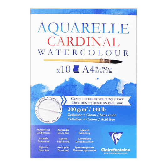 BLOCO CLAIREFONTAINE CARDINAL 300g/m2 A4  50% COTTON 10 FLS