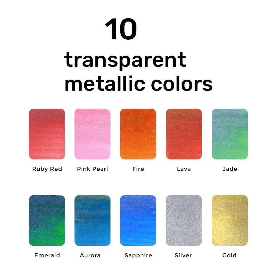 AQUARELA VIVIVA COLORSHEETS C/ 10 METALLIC SET VV276004