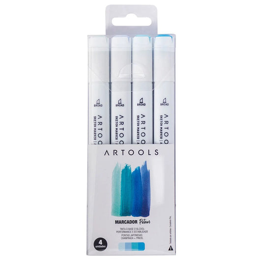 ESTOJO MARCADOR ARTOOLS PICTOM DUPLO C/ 04 AZUIS