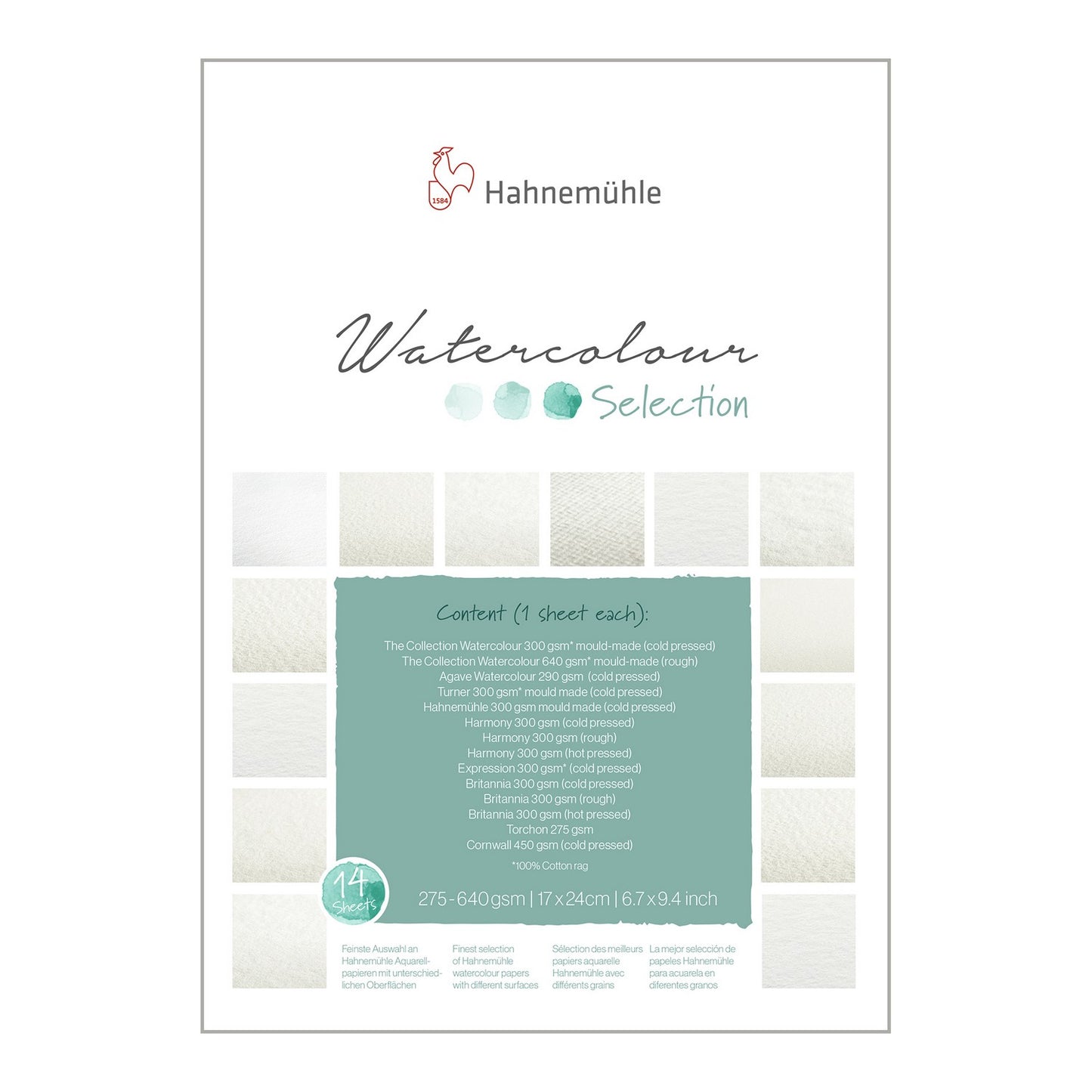 BLOCO HAHNEMUHLE WATERCOLOUR SELECTION 17X24CM 14 FLS
