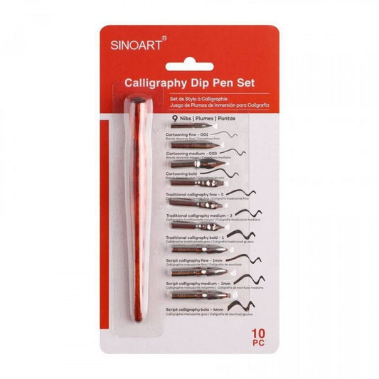 ESTOJO DIP PEN SET 09 PENAS C/ CABO SINOART SFT0239