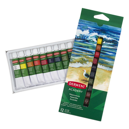 ESTOJO AQUARELA DERWENT ACADEMY 12 CORES 12ml