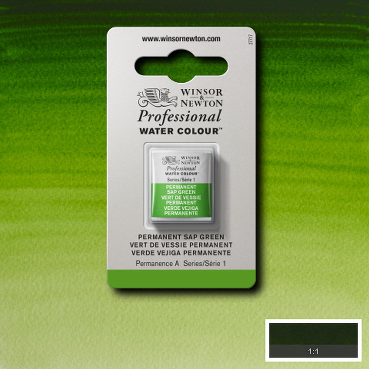 AQUARELA WINSOR NEWTON ARTISTS H PAN 503 PERMANENT SAP GREEN S1