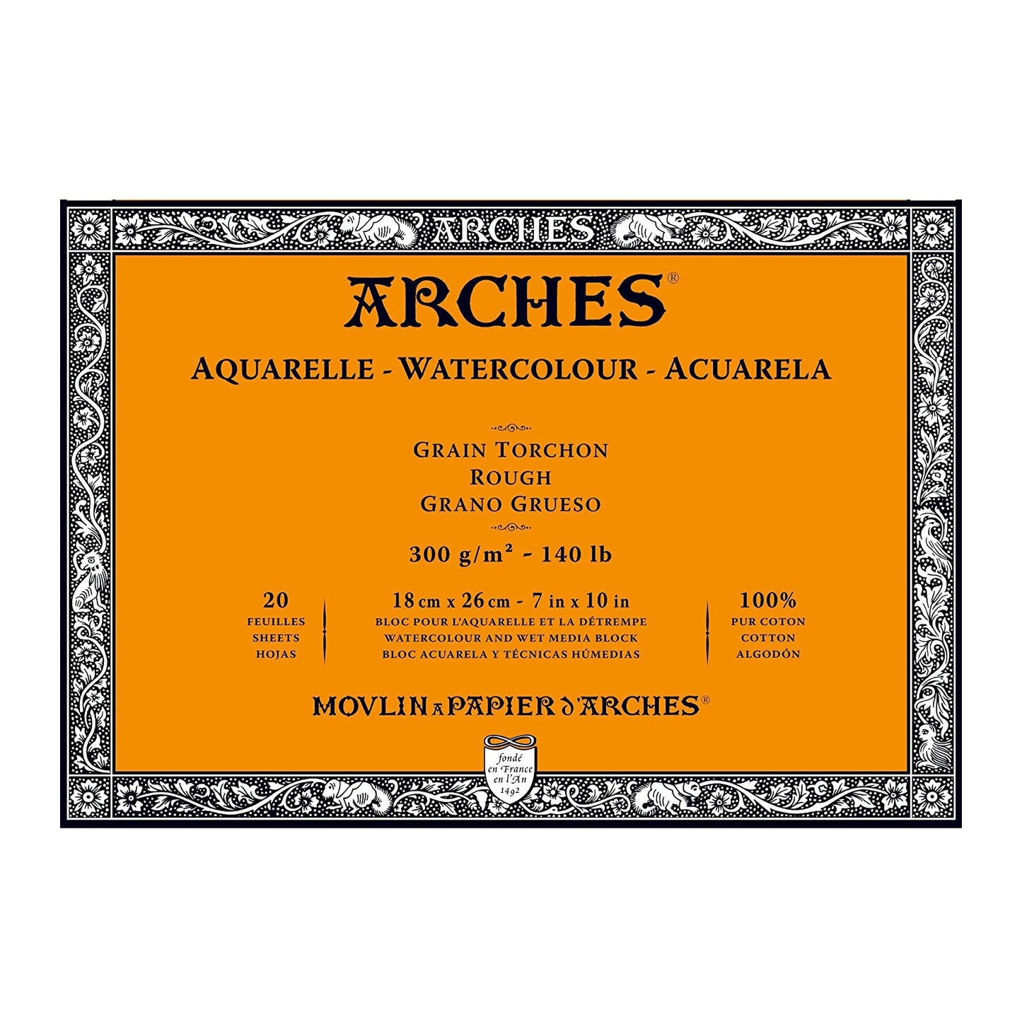 BLOCO ARCHES TORCHON 300G/M2 18X26 20 FOLHAS