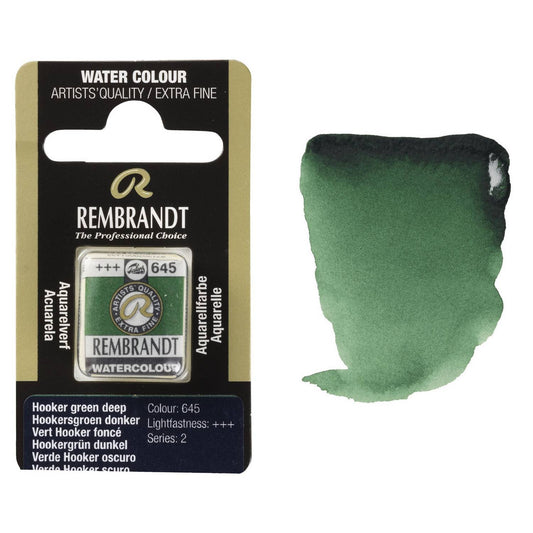 AQUARELA TALENS REMBRANDT HALF PAN 645 HOOKER GREEN DEEP S2