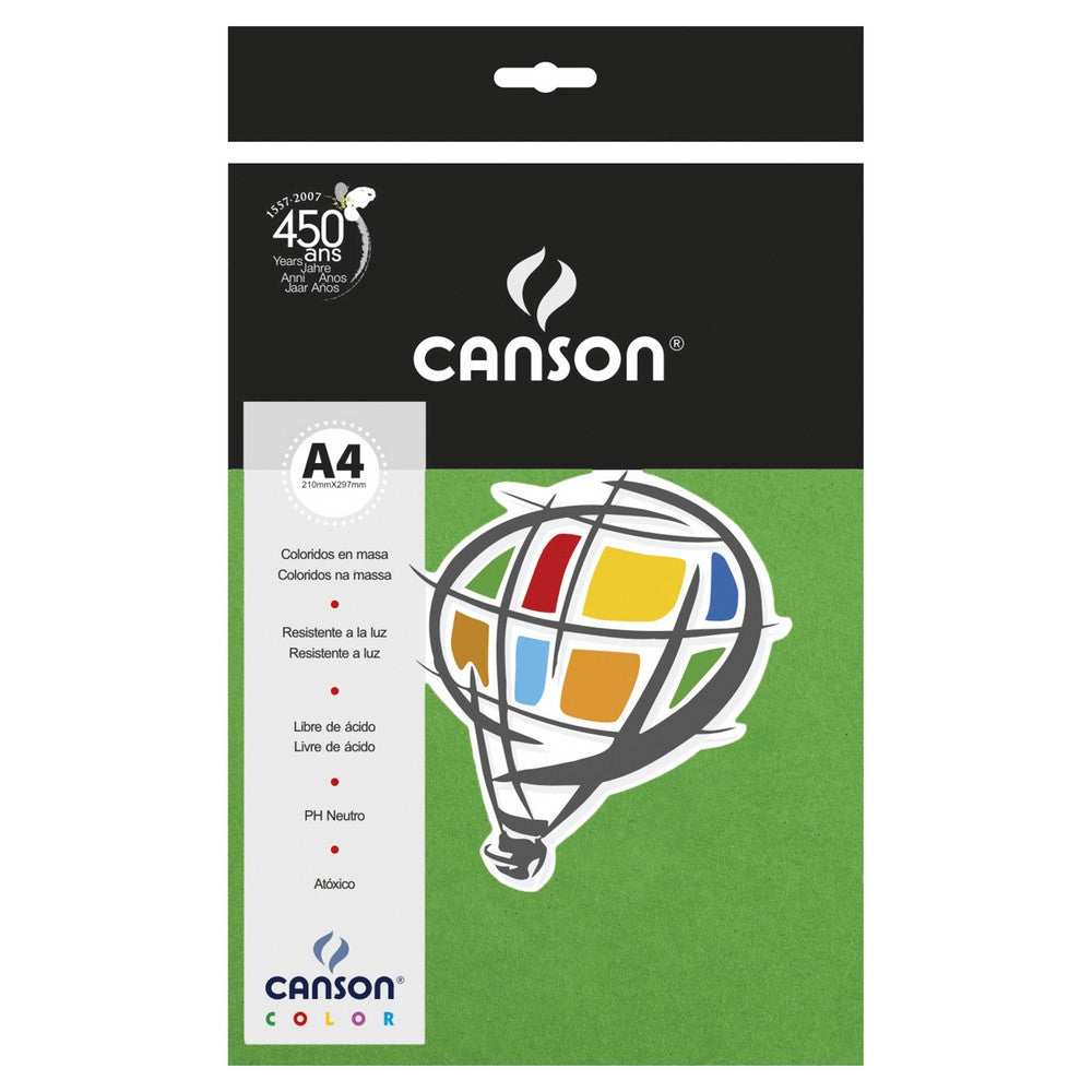 PAPEL CANSON COLOR 180G/M2 VERDE CLARO A4
