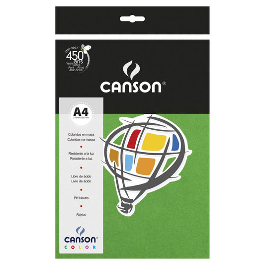 PAPEL CANSON COLOR 180G/M2 VERDE CLARO A4