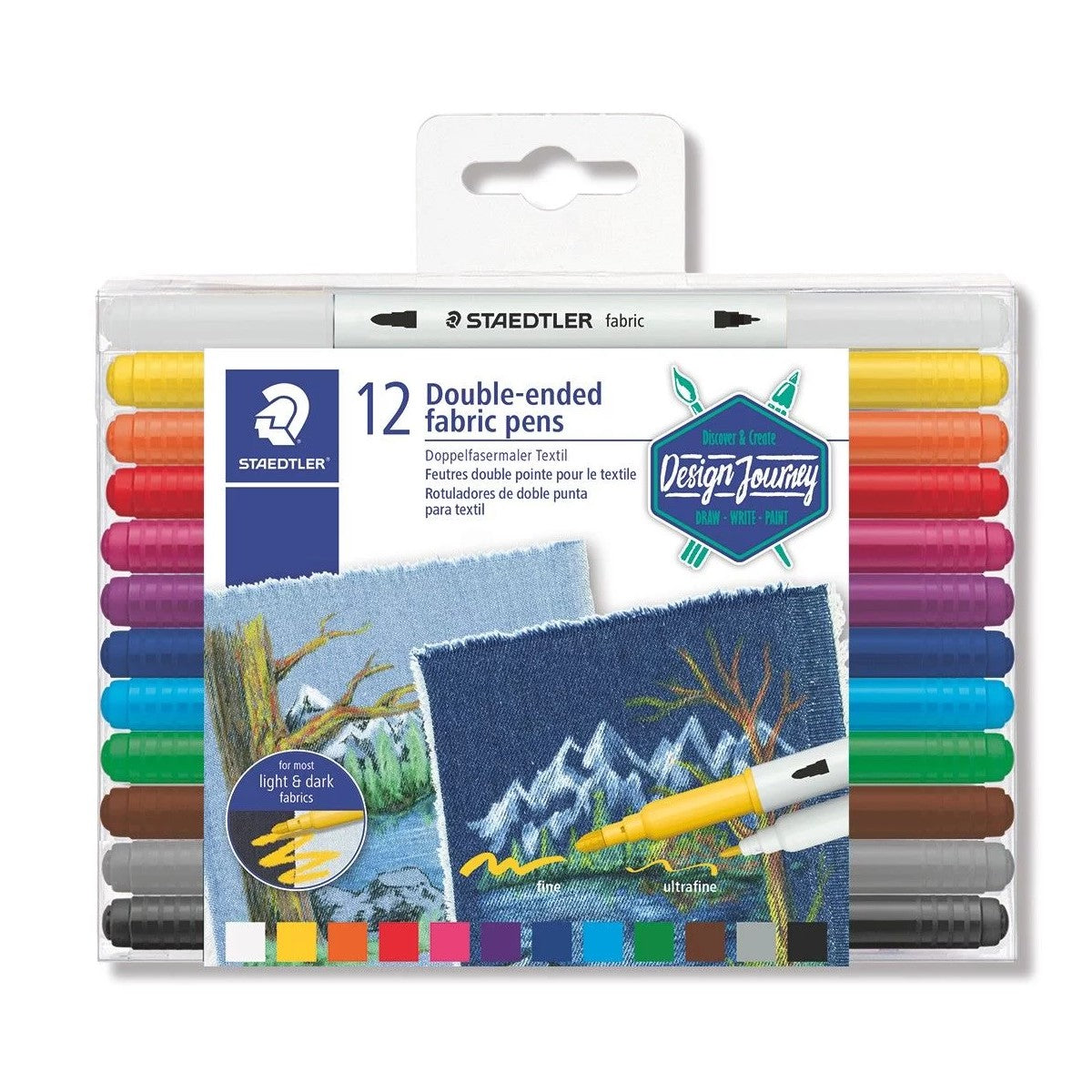 CANETA TECIDO (FABRIC) STAEDTLER PONTA DUPLA 12 CORES 3190
