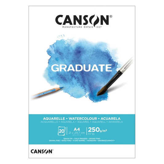 BLOCO CANSON GRADUATE AQUARELLE A4 250G/M2 20 FOLHAS