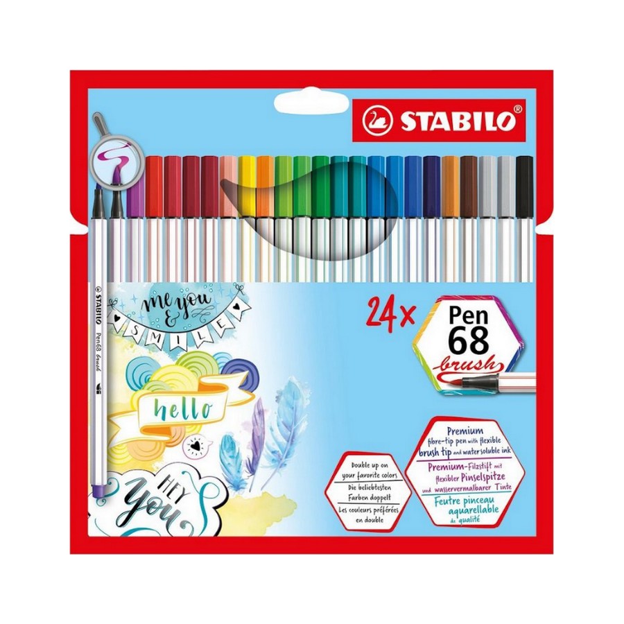 CANETA STABILO PEN 68 BRUSH 24 CORES