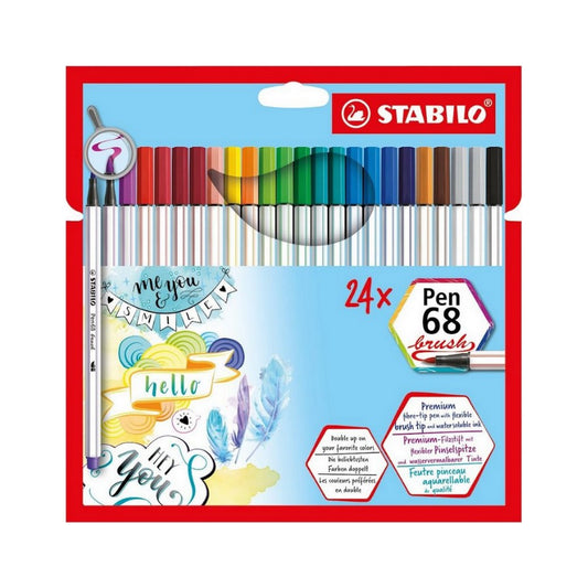CANETA STABILO PEN 68 BRUSH 24 CORES