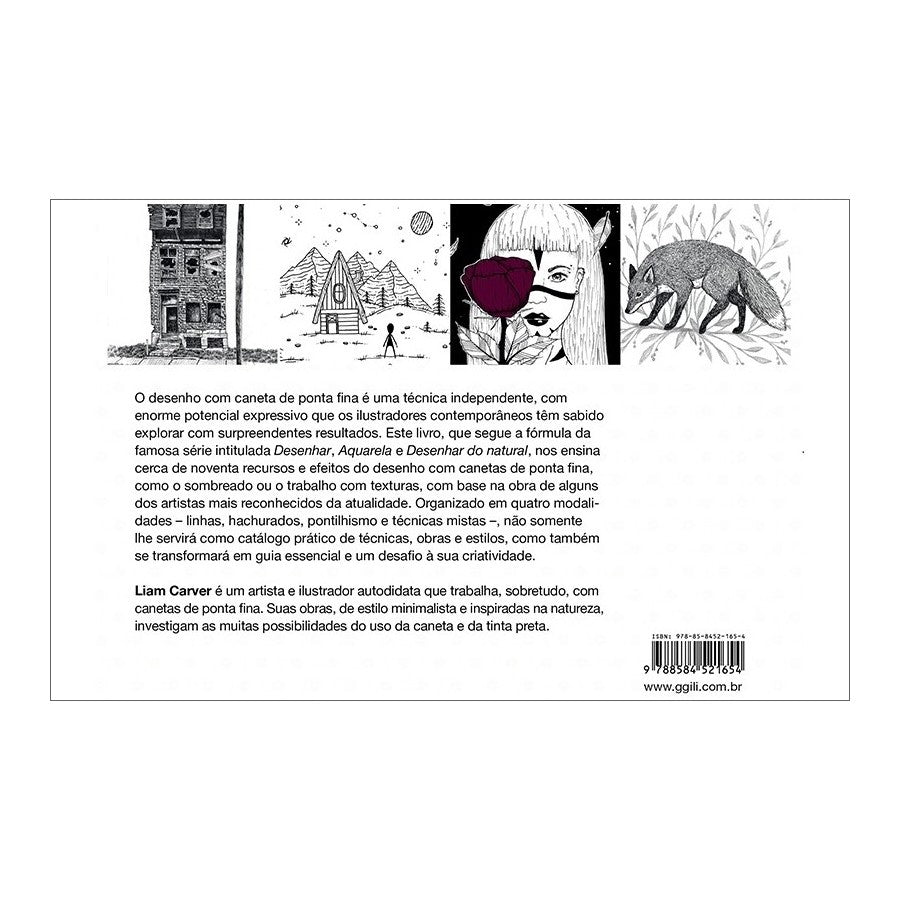 LIVRO "DESENHO COM CANETA DE PONTA FINA" LIAM CARVER