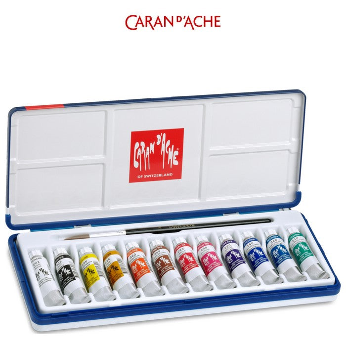 ESTOJO GOUACHE CARAN D´ACHE 12 TUBOS 10ml + PINCEL