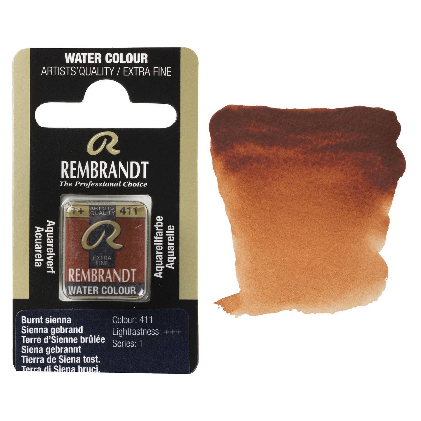 AQUARELA TALENS REMBRANDT HALF PAN 411 BURNT SIENNA S1