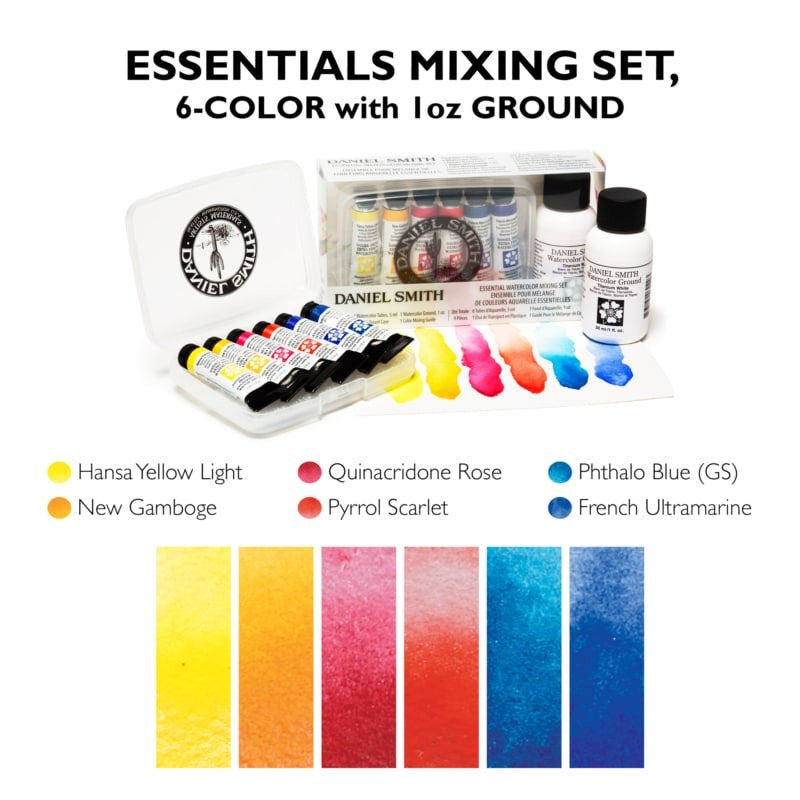 ESTOJO AQUARELA DANIEL SMITH ESSENTIALS MIXING 06 CORES + GROUND