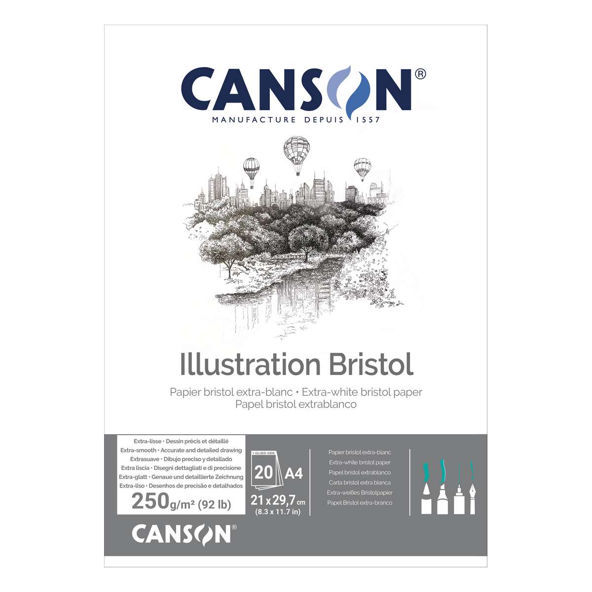 BLOCO CANSON ILLUSTRATION BRISTOL A4 250g/m2 20 FOLHAS