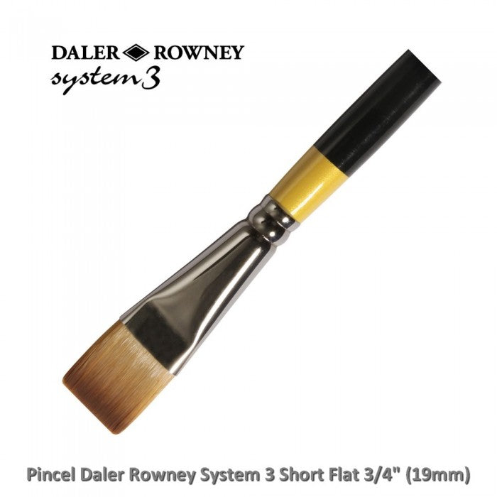 PINCEL DALER ROWNEY SYSTEM 3 SHORT FLAT 19MM - 3/4" SY55