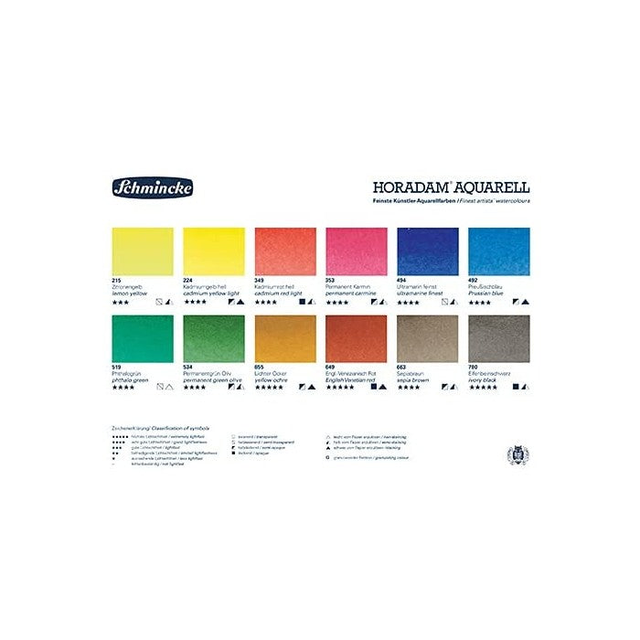 ESTOJO AQUARELA SCHMINCKE HORADAM 12 HALF PAN+PINCEL DAVINCI