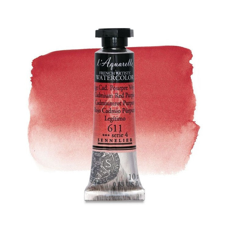 AQUARELA SENNELIER L'AQUARELLE 611 CADMIUM RED PURPL 10ML S4