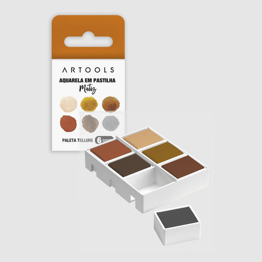 AQUARELA ARTOOLS MATIZ 06 CORES TELLURE HALF PAN