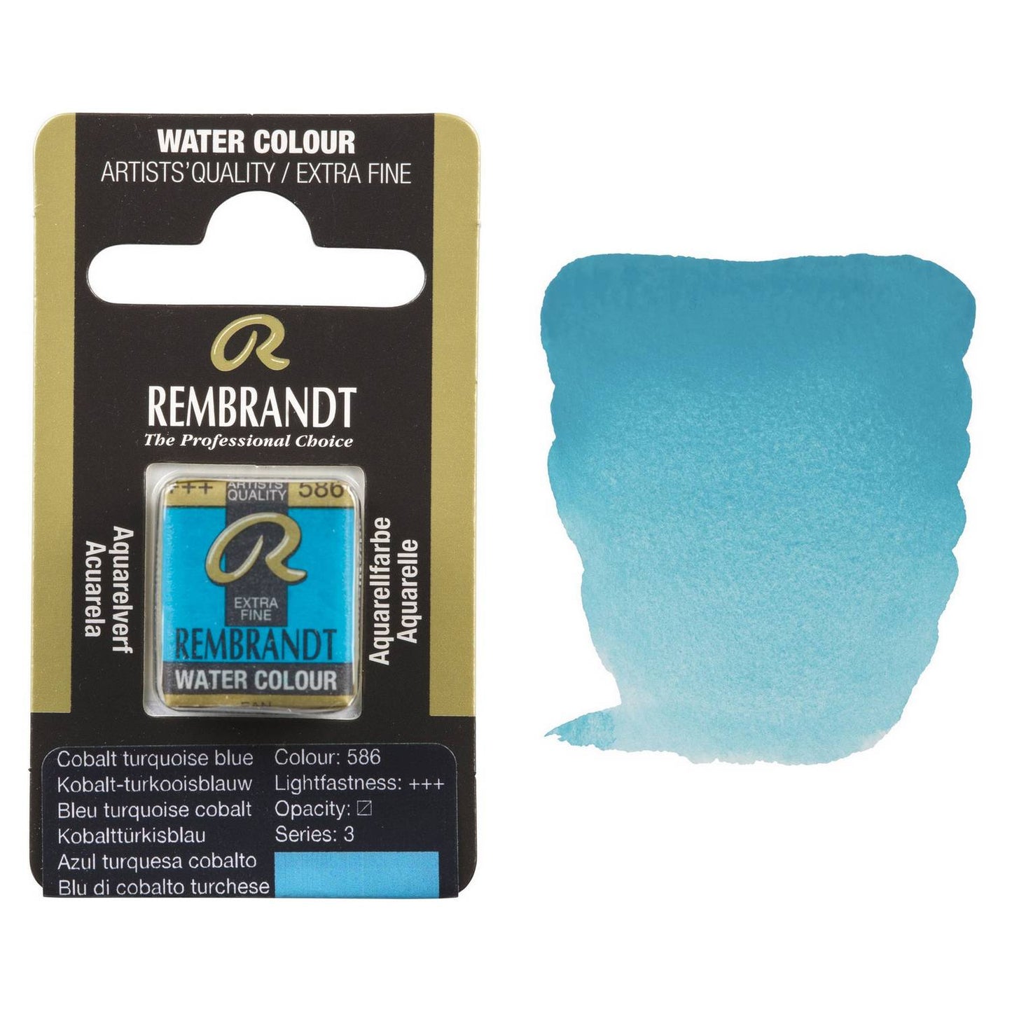 AQUARELA TALENS REMBRANDT HALF PAN 586 COBALT TURQUOISE BLUE S3