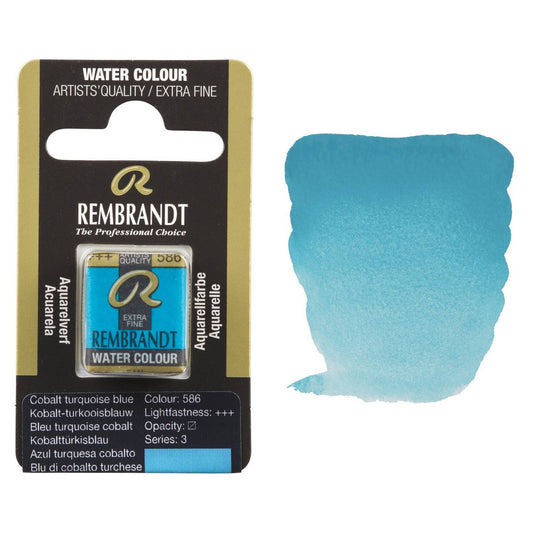 AQUARELA TALENS REMBRANDT HALF PAN 586 COBALT TURQUOISE BLUE S3