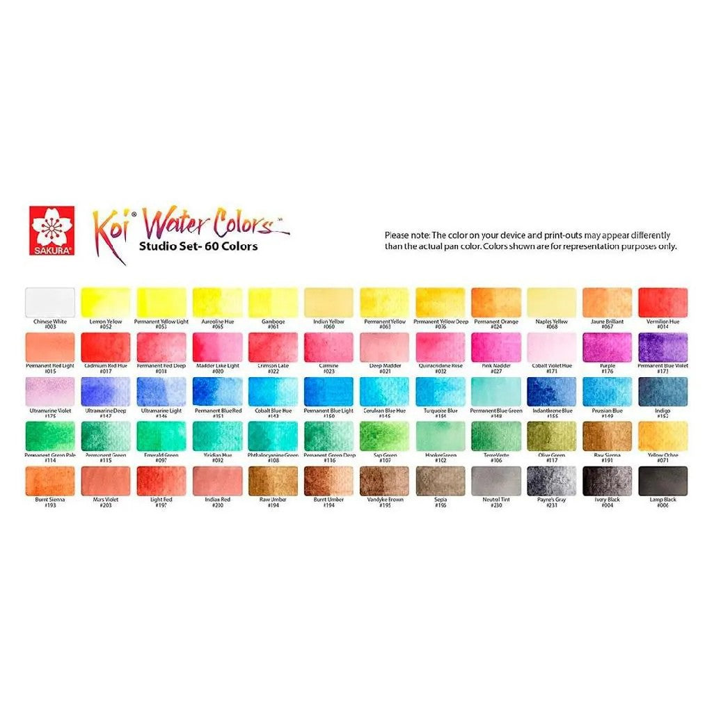 ESTOJO AQUARELA SAKURA KOI 60 CORES + 2 PINCEIS