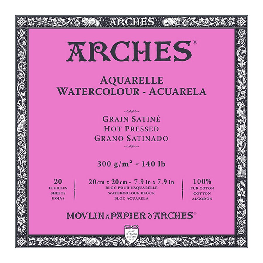 BLOCO ARCHES SATINE (HOT PRESS) 300G/M2 20x20 20 FOLHAS