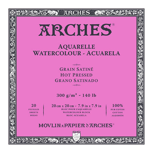 BLOCO ARCHES SATINE (HOT PRESS) 300G/M2 20x20 20 FOLHAS