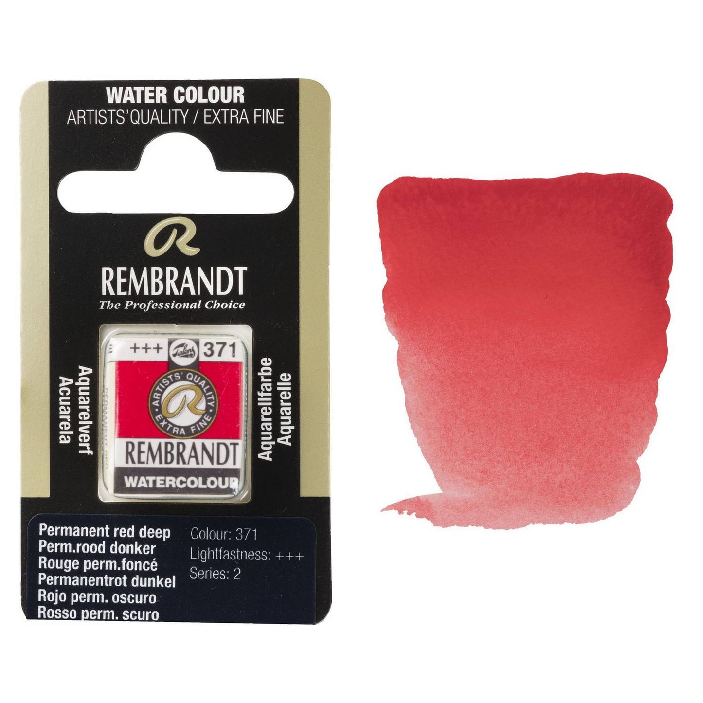 AQUARELA TALENS REMBRANDT HALF PAN 371 PERMANENT RED DEEP S2