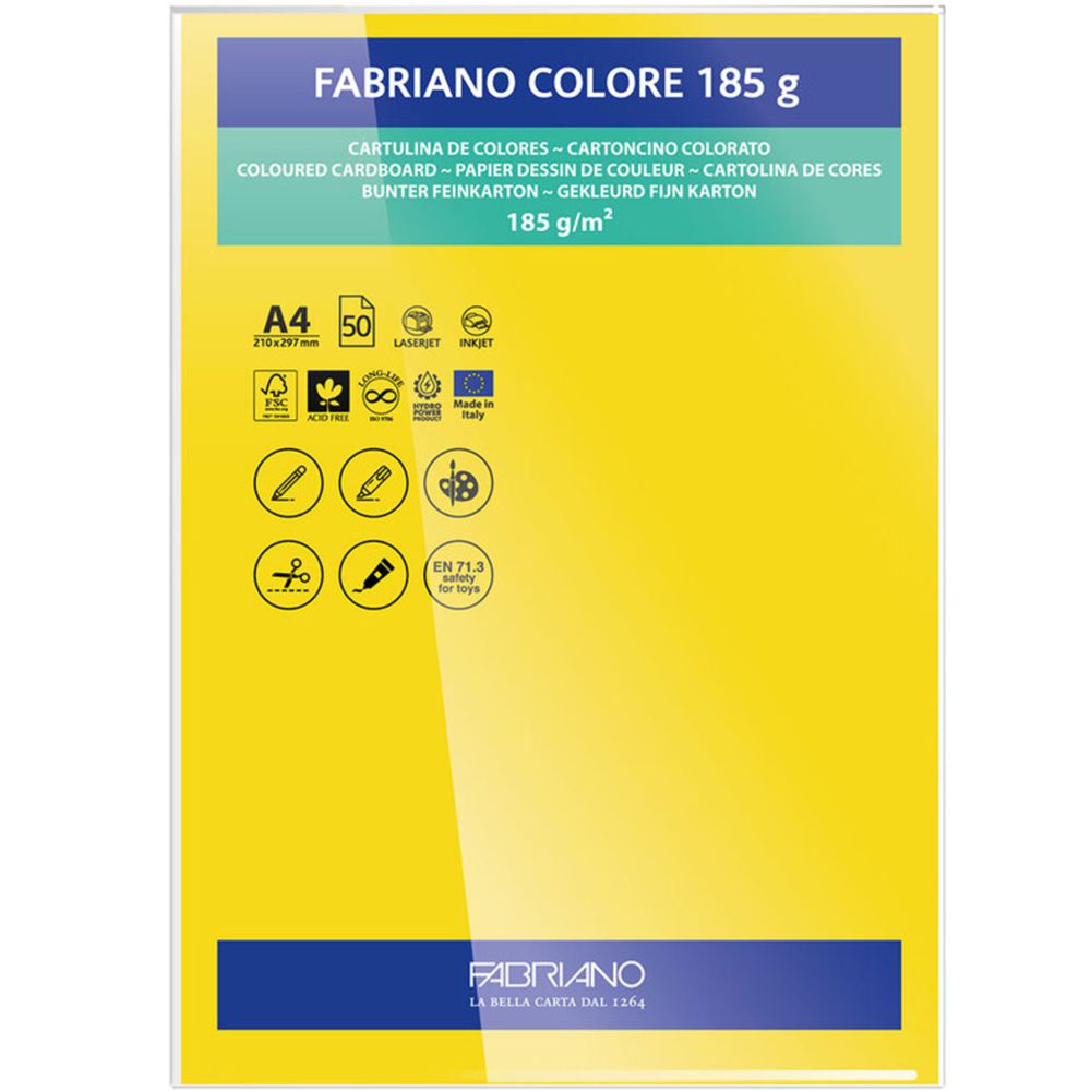 PAPEL FABRIANO COLORE 404 AMARELO INTENSO A4 185G C/10 UNI