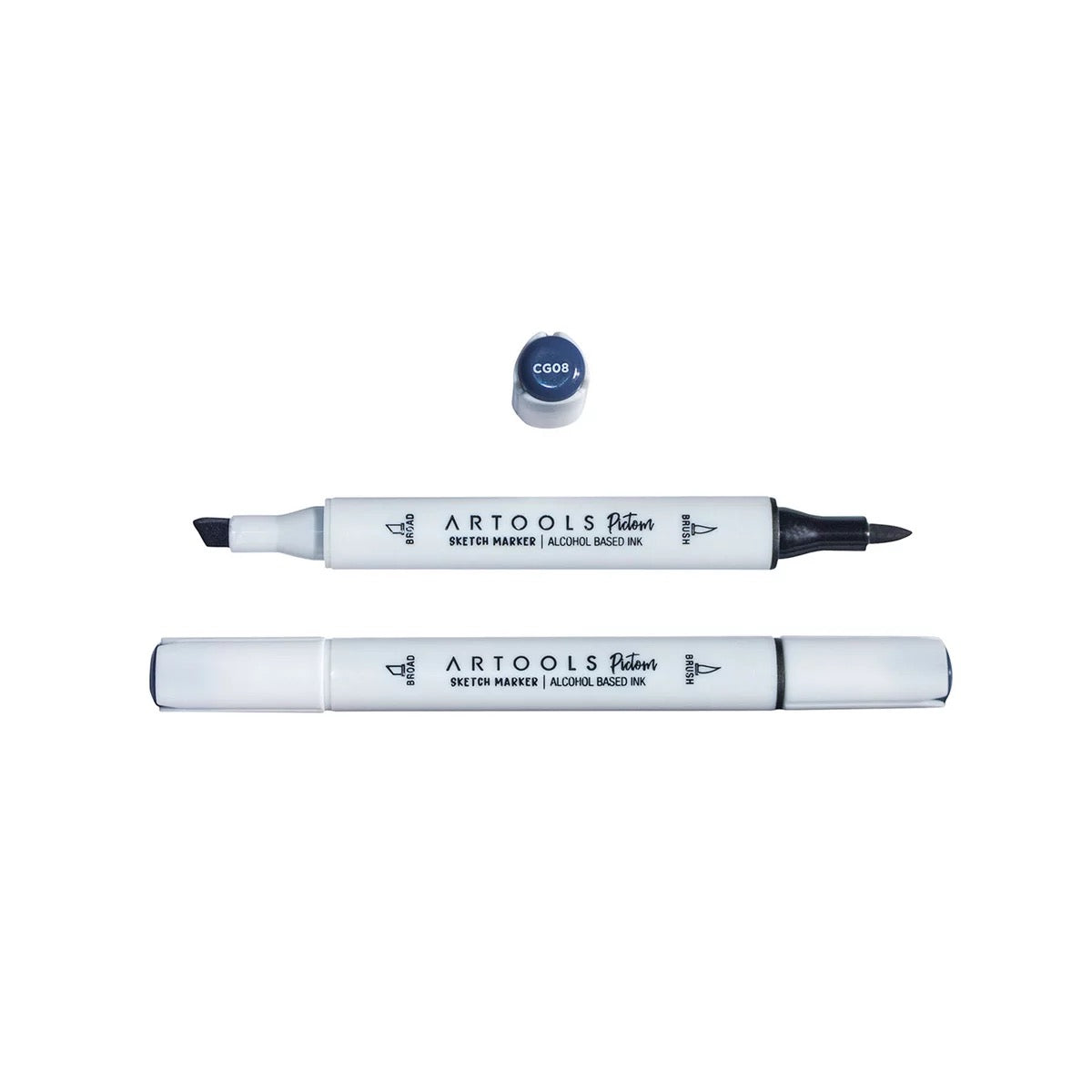 MARCADOR ARTOOLS PICTOM PONTA DUPLA COOL GRAY 8 (CG08)