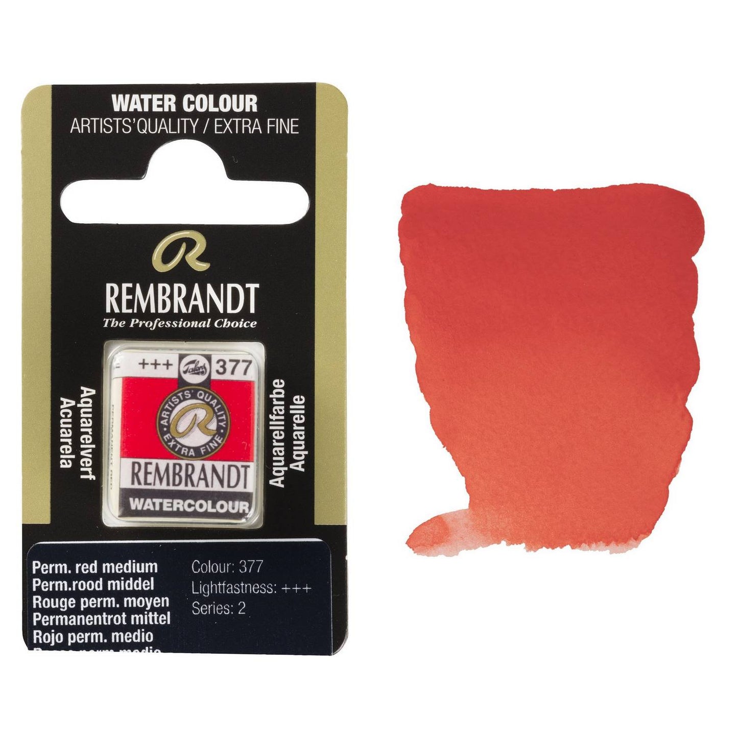 AQUARELA TALENS REMBRANDT HALF PAN 377 PERMANENT RED MEDIUM S2