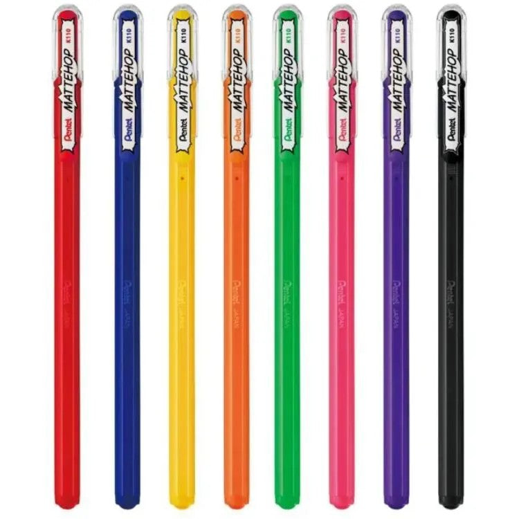 ESTOJO CANETA GEL PENTEL MATTEHOP 1.0MM C/ 08 CORES