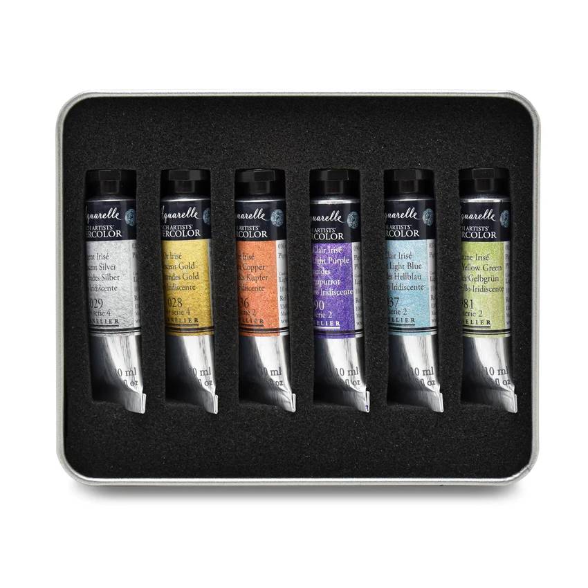 ESTOJO AQUARELA SENNELIER L'AQUARELLE 06 CORES IRIDESCENTES E METALICAS 10ML