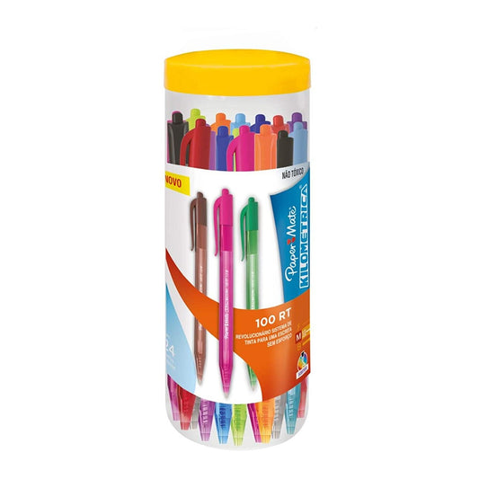 CANETA ESFEROGRAFICA PAPERMATE KILOMETRICA C/ 24 CORES 100RT