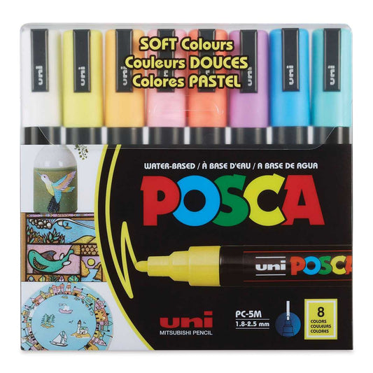 ESTOJO CANETA POSCA 02,5MM PC-5M MEDIUM C/ 08 SOFT COLORS