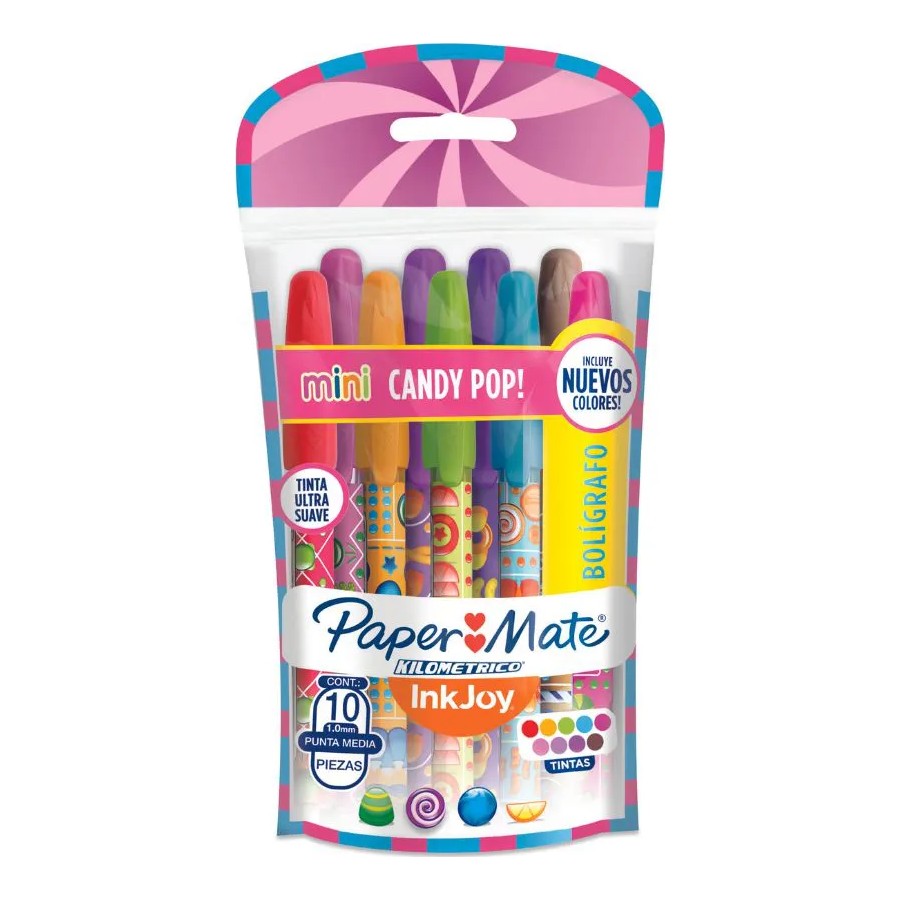 CANETA ESFEROGRAFICA PAPERMATE CANDY POP MINI POUCH 10 CORES