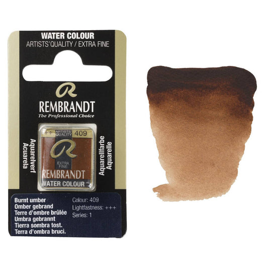 AQUARELA TALENS REMBRANDT HALF PAN 409 BURNT UMBER S1