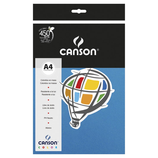 PAPEL CANSON COLOR 180G/M2 AZUL MAR A4