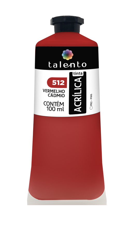 ACRILICA TALENTO 100ML 512 VERMELHO CADMIO