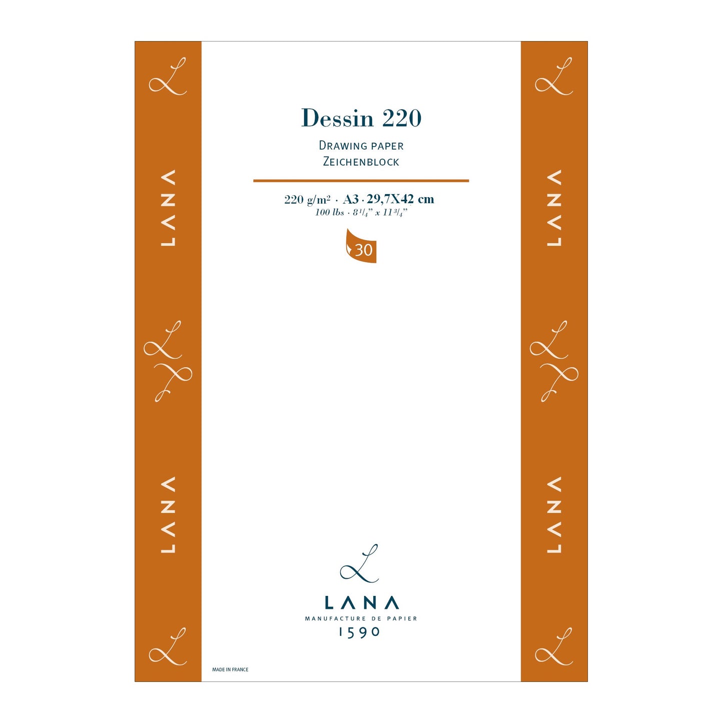 BLOCO LANA DESSIN A3 220g/m2 30 FOLHAS