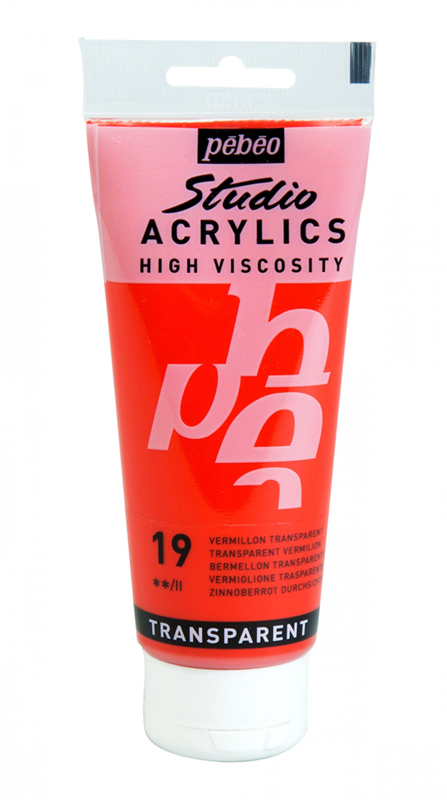 ACRILICA PEBEO STUDIO HV  100ML 19 VERMELHO TRANSPARENTE  831019