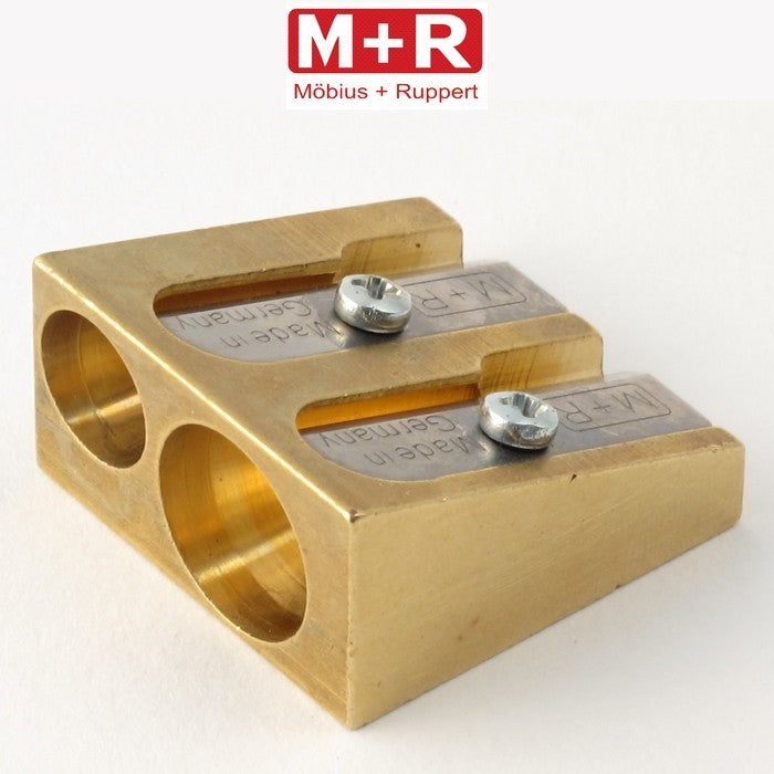 APONTADOR DUPLO M+R CLASSIC 603 QUADRADO LATÃO PESADO