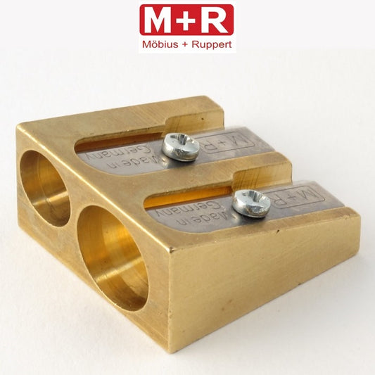 APONTADOR DUPLO M+R CLASSIC 603 QUADRADO LATÃO PESADO