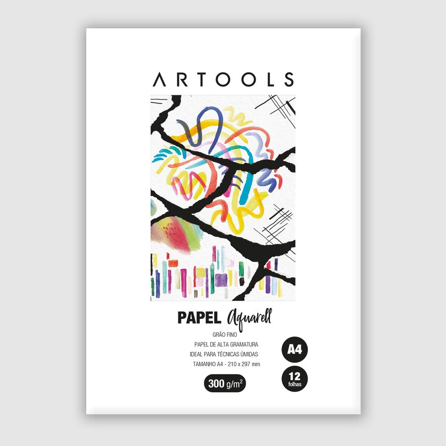 BLOCO AQUARELA ARTOOLS A4 100% CELULOSE 300G/M2 12 FOLHAS