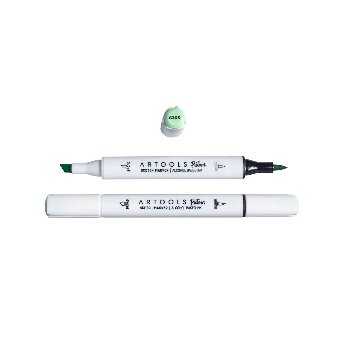 MARCADOR ARTOOLS PICTOM PONTA DUPLA GLASS GREEN (G303)